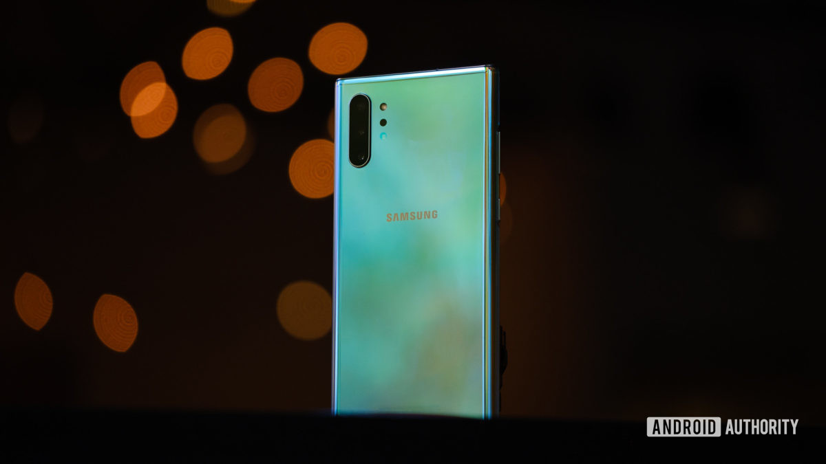 Samsung Galaxy Note 10 Plus back standing up on table 1