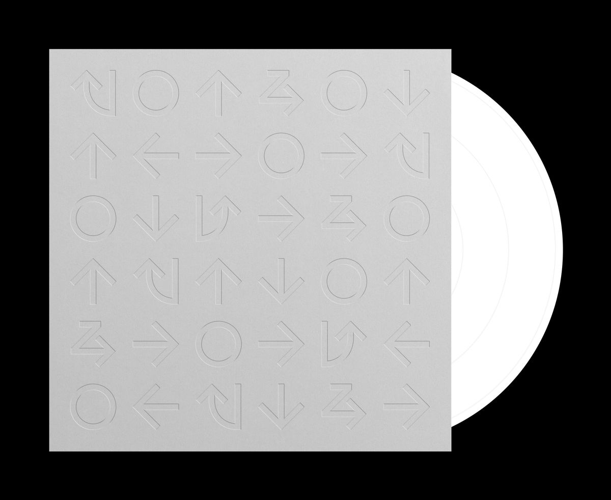 A vinyl sleeve with Street Fighter move symbols on it holds a vinyl disc