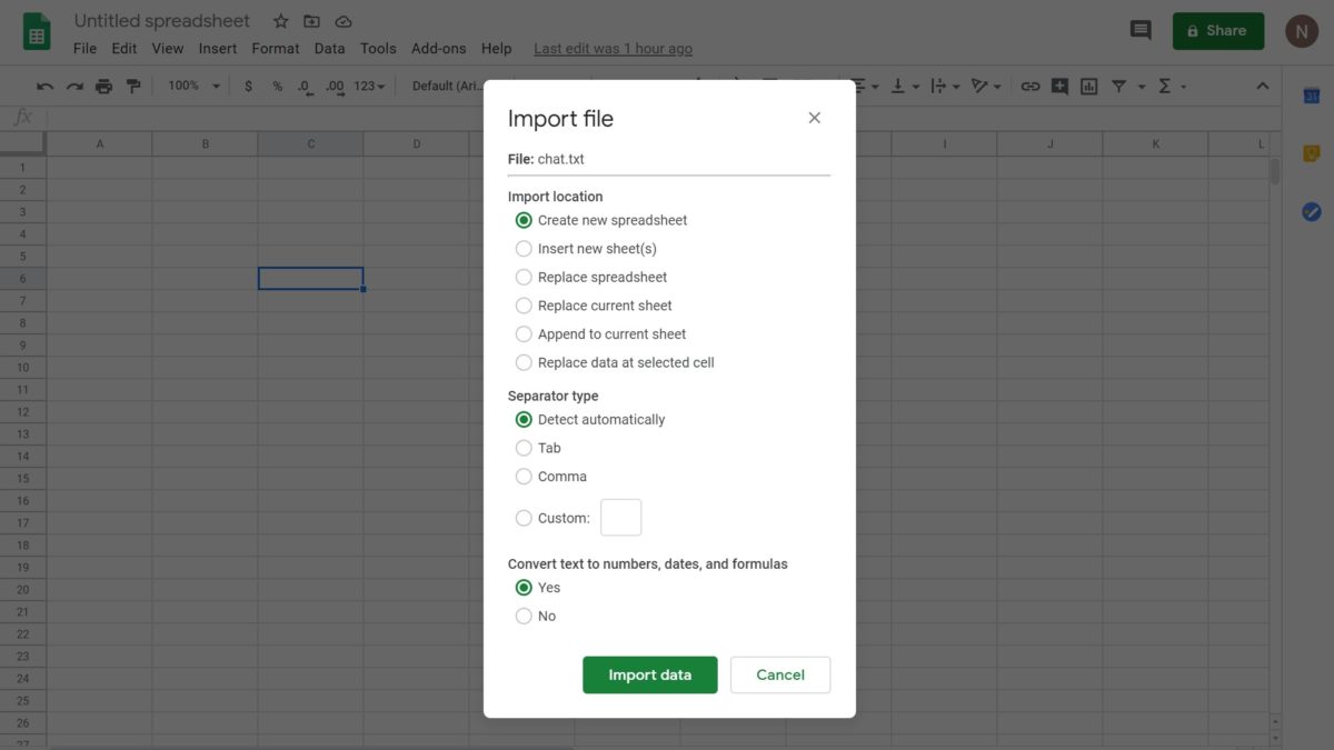 Import data Google Sheets