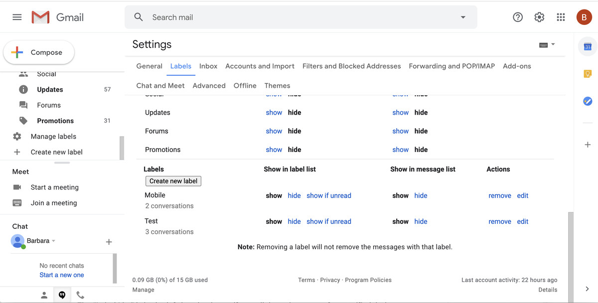 You can manage your labels in Gmail’s settings.
