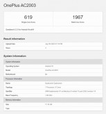 OnePlus A2003 GeekBench listings
