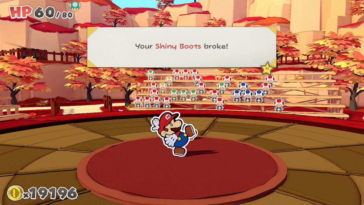 Paper Mario: The Origami King Mario’s Shiny Boots broke