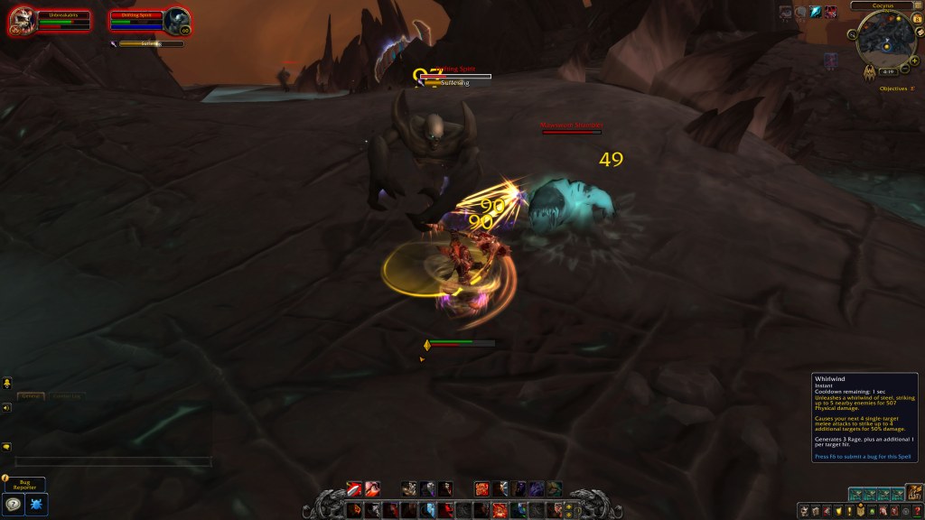 Screenshot of player casting Whirlwind