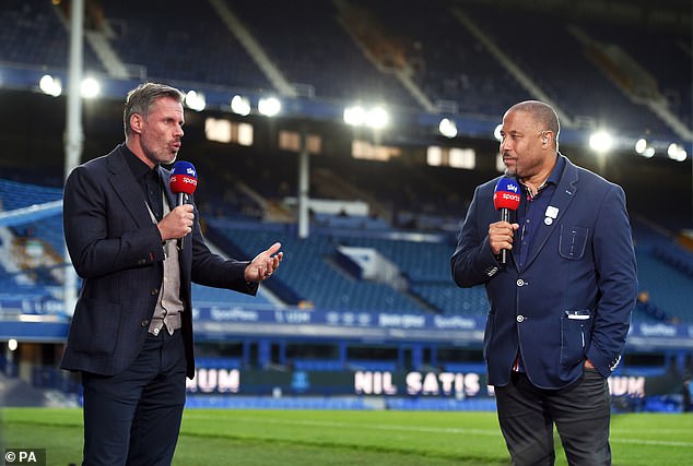 Jamie Carragher (left) and John Barnes pictured on Sky's coverage of a Premier League game