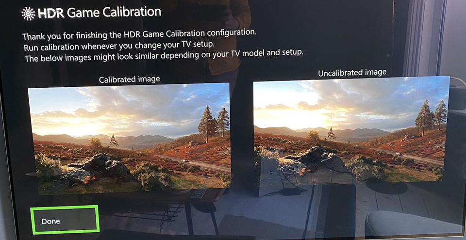 Xbox HDR Calibration screen