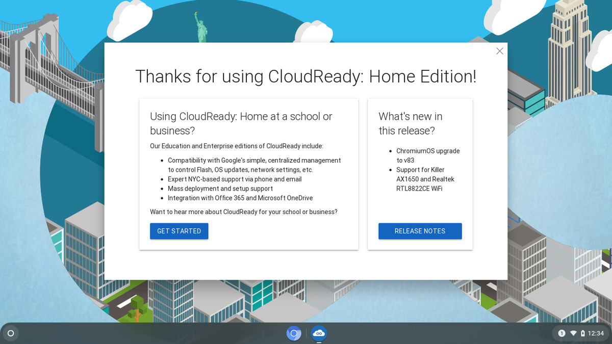 Neverware CloudReady desktop start screen