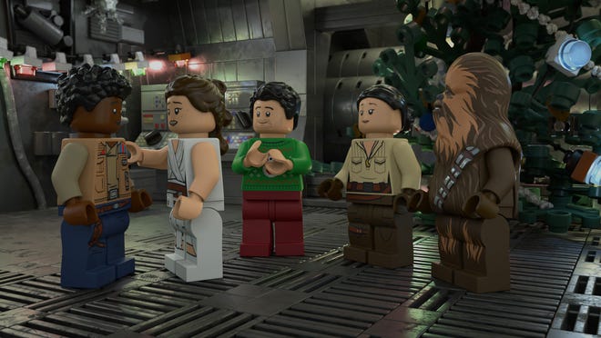 Finn, Rey, Poe Dameron, Rose Tico and Chewbacca gather for Life Day festivities in the upcoming "The Lego Star Wars Holiday Special" on Disney+.