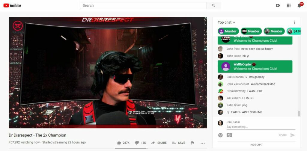 Dr Disrespect Gives Statement On Twitch Ban During His YouTube Return Stream