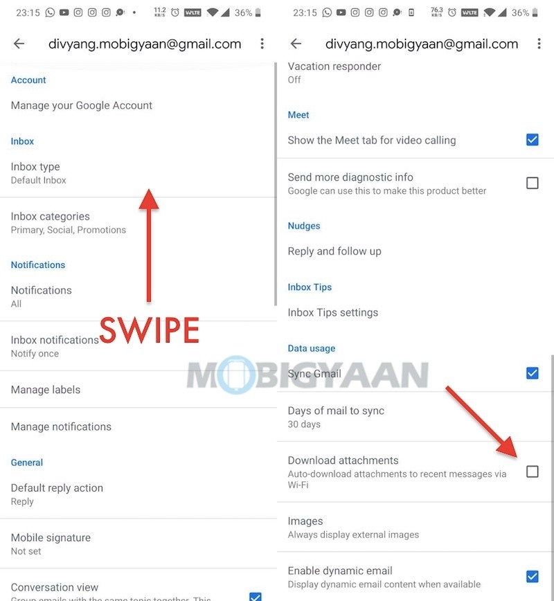 How to disable automatic download of Gmail attachments 