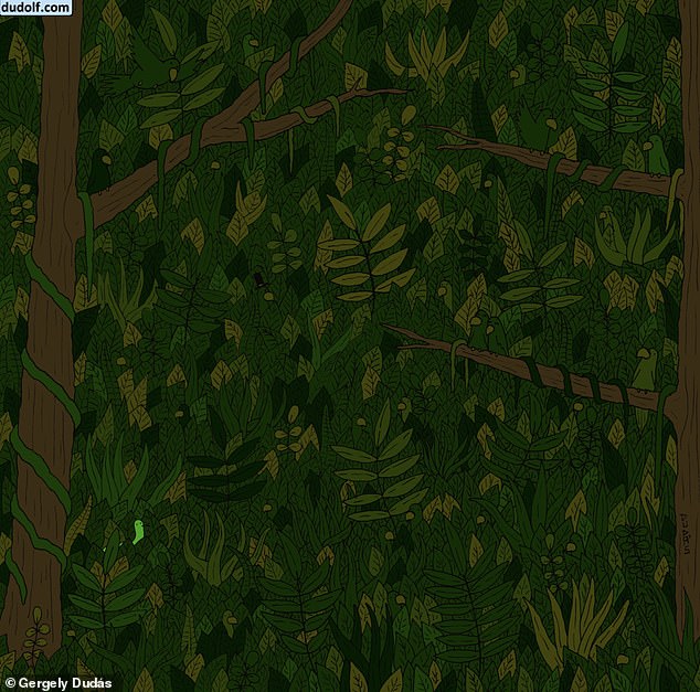 You can see the snake on the left side of the jungle graphic hidden between the leaves