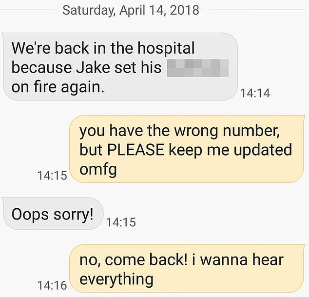 Worried about the bottom of a stranger, one asked an unknown number who accidentally sent a text message to keep up-to-date with the situation.