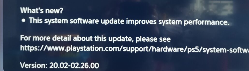 PlayStation5 system update