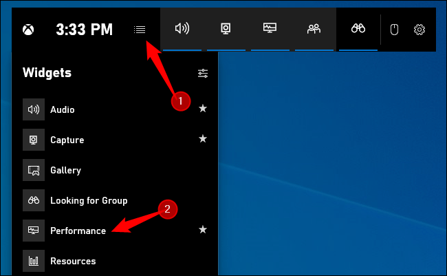 How to activate the performance widget in Windows 10