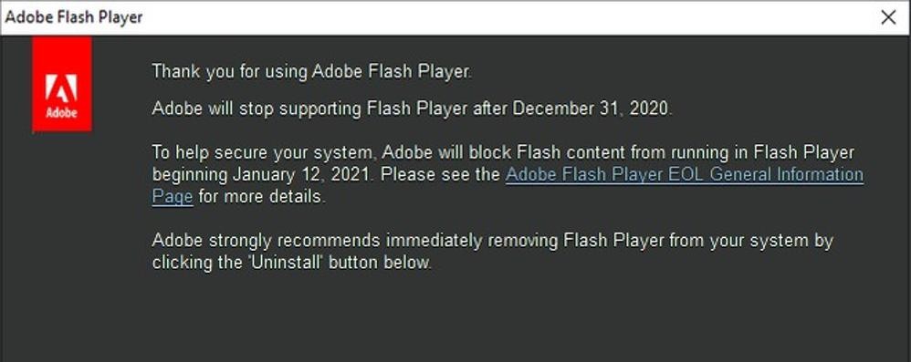 Goodbye Adobe Flash Player Tool for video and games