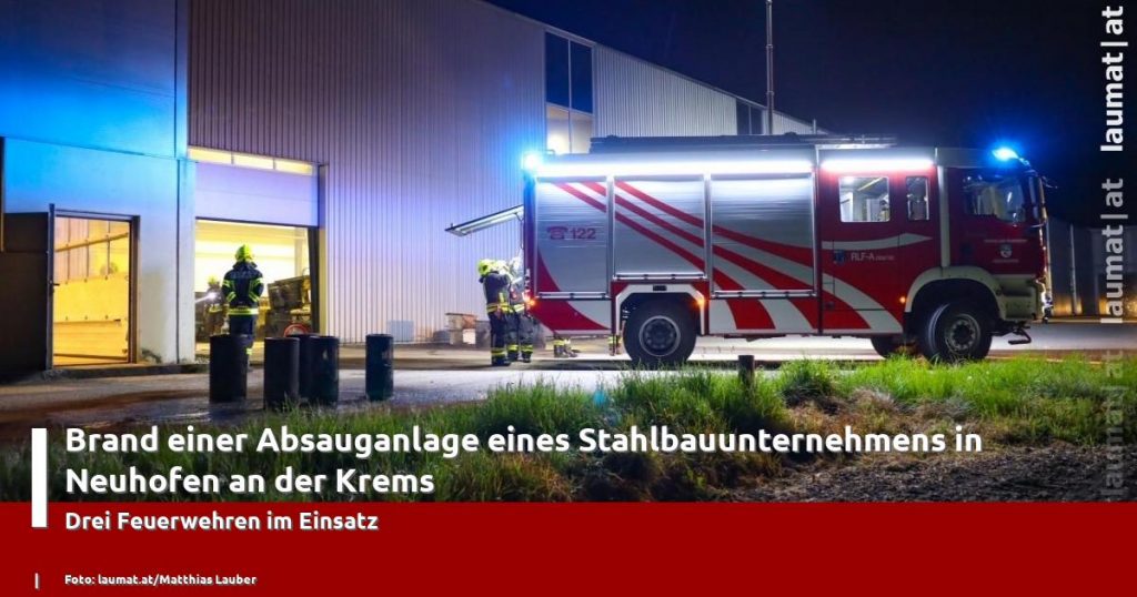 Fire in an extraction system of a steel construction company in Neuhofen an der Krems