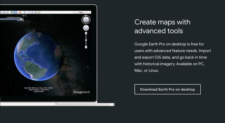 Acceptez les conditions pour obtenir gratuitement Google Earth Pro.