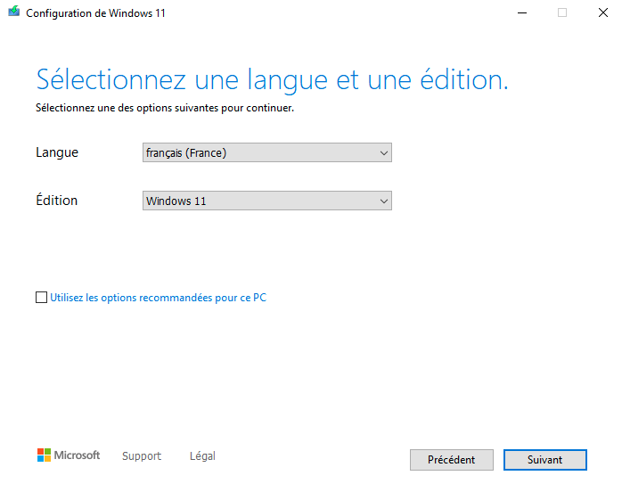 Create a Windows 11 USB key