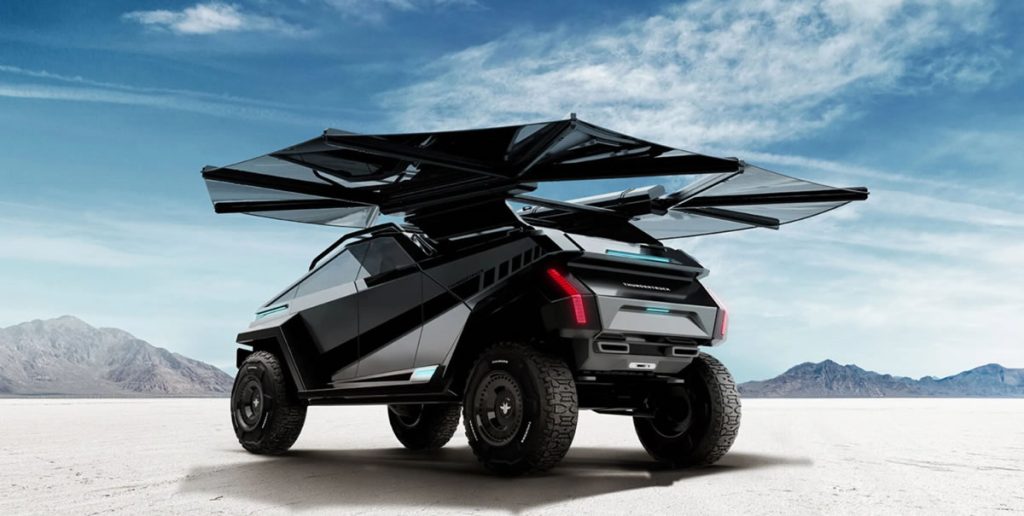 Take a look at the concept of the Thundertruck, an electric off-road vehicle with bat wings that are built-in solar panels - Siamphone.com