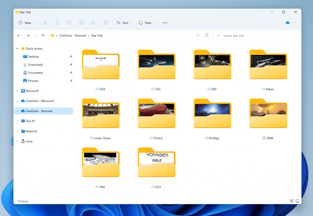 The new preview of the contents of the folder.