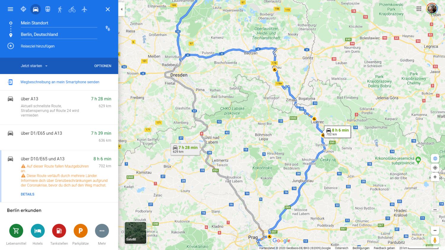 google maps route planning