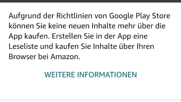 Android users will now see this notice in the Amazon app.