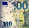 Degraded 100 euro bill.  A worn 100 euro bill.