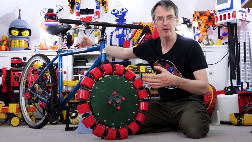 Totally Crazy: Engineer builds and rides a bike with an electric Omniwheel