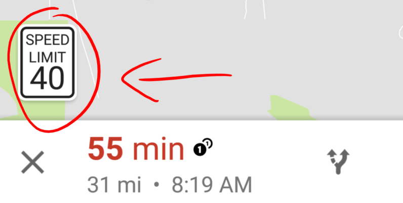 google maps speed limit