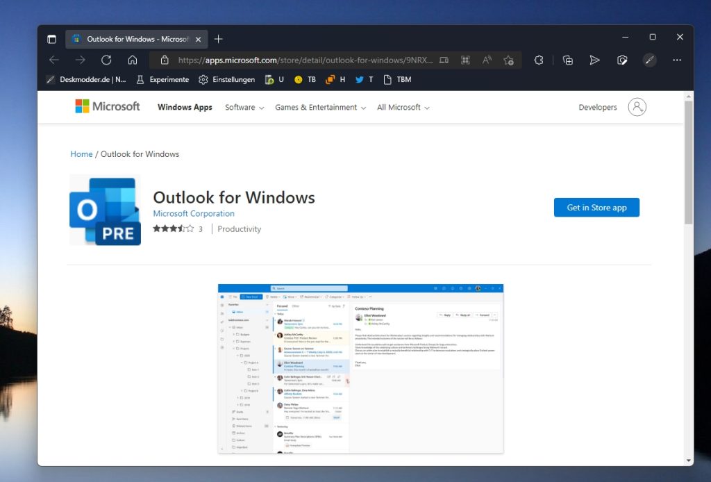 Outlook for Windows as an app in the Microsoft Store