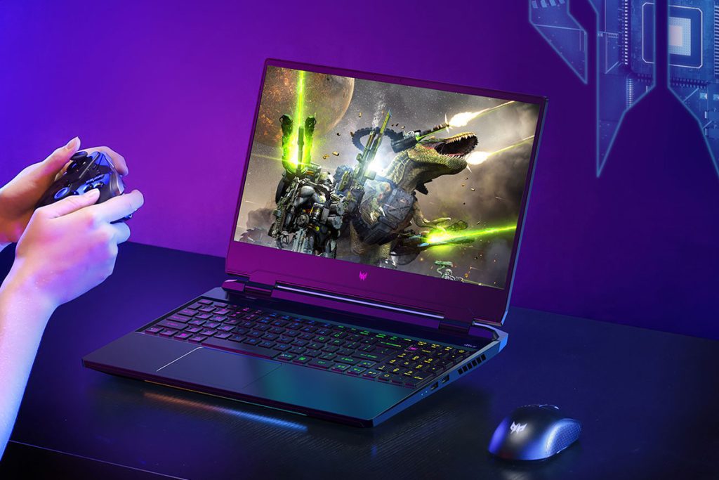 Das Gaming-Notebook Acer Predator Helios 300 auf einem Tisch