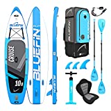 Bluefin Cruise SUP Board Set |  Inflatable paddle surf board |  6 inches thick |  Fiberglass paddle |  kayak seat |  Complete accessories |  5 year warranty |  10'8, 12', 15'