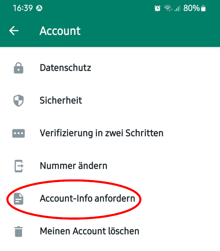 Here it is "Request account information"