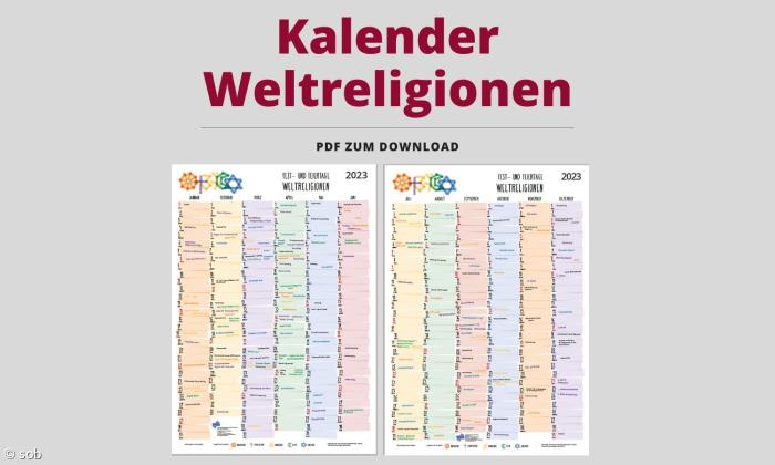 World Religions Calendar 2023 with Festivals and Holidays for Free Download |  sunday newspaper